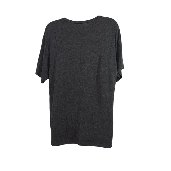 Hippie Chic Gray V-Neck Distressed Ribbed T-Shirt Top Women Size L Short Sleeve - Picture 4 of 9